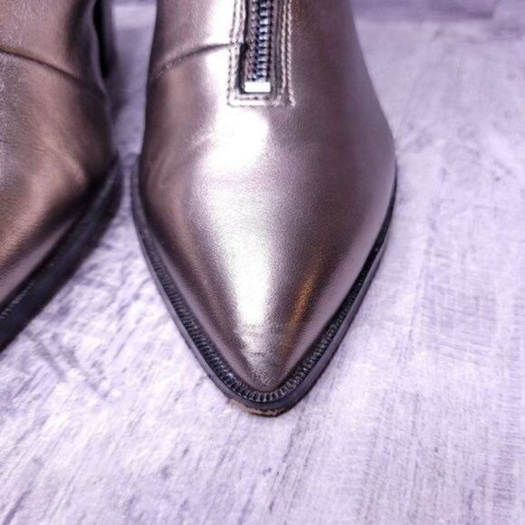 Sole Society Desiray Metallic Leather Block Heel Ankle Boot Champagne Women's 7 - Picture 4 of 10